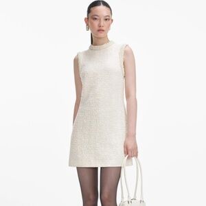self-portrait Cream Boucle Pearl Trim Mini Dress - Sizes Various MSRP $555 - NWT